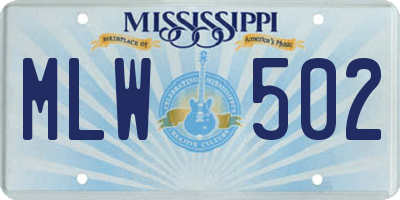 MS license plate MLW502