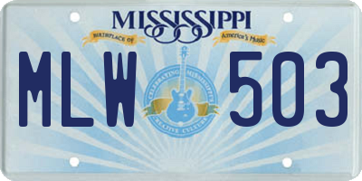 MS license plate MLW503