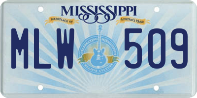 MS license plate MLW509