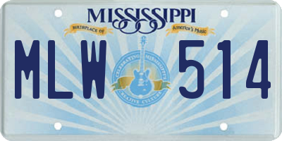 MS license plate MLW514