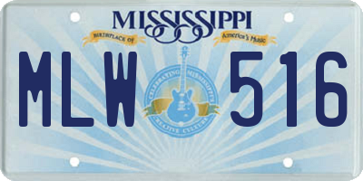 MS license plate MLW516