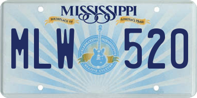 MS license plate MLW520