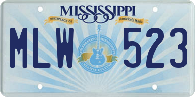 MS license plate MLW523