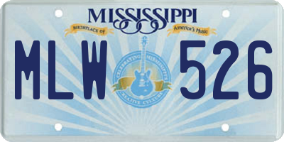 MS license plate MLW526