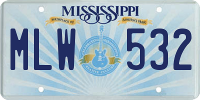 MS license plate MLW532