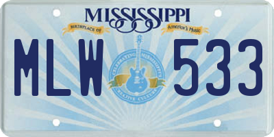 MS license plate MLW533