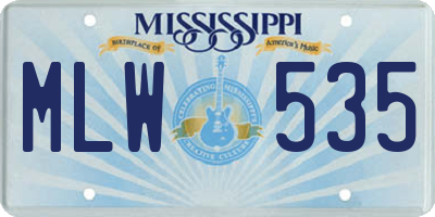 MS license plate MLW535