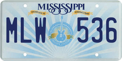 MS license plate MLW536