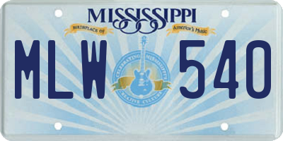 MS license plate MLW540