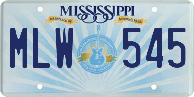 MS license plate MLW545