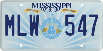 MS license plate MLW547