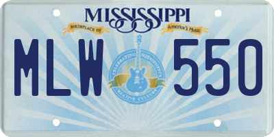MS license plate MLW550