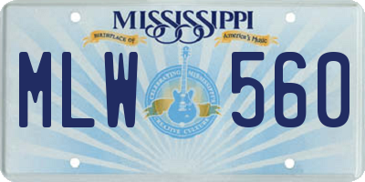 MS license plate MLW560