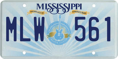MS license plate MLW561