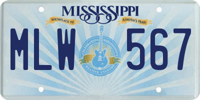 MS license plate MLW567