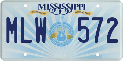 MS license plate MLW572