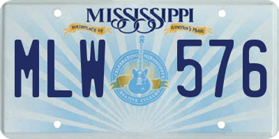MS license plate MLW576