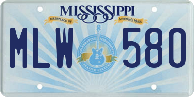 MS license plate MLW580
