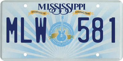 MS license plate MLW581