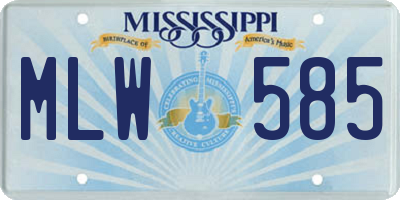 MS license plate MLW585