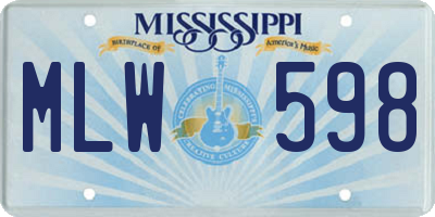 MS license plate MLW598