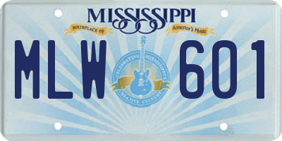 MS license plate MLW601