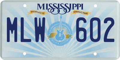 MS license plate MLW602