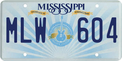MS license plate MLW604