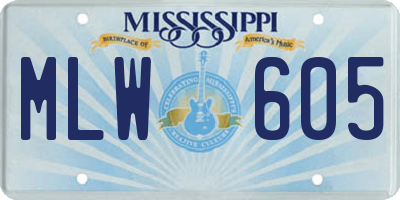 MS license plate MLW605