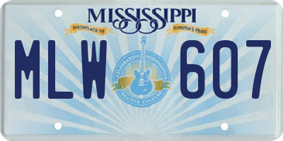 MS license plate MLW607