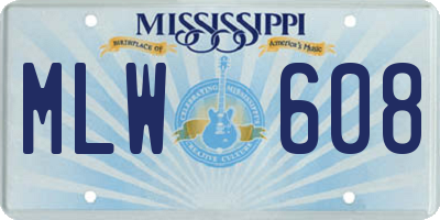 MS license plate MLW608
