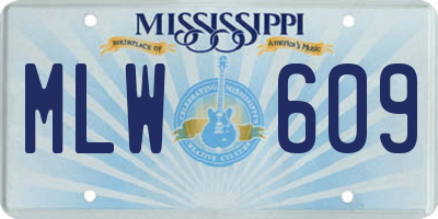 MS license plate MLW609