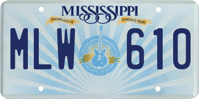 MS license plate MLW610