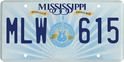 MS license plate MLW615
