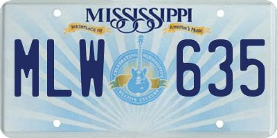 MS license plate MLW635