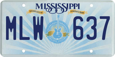 MS license plate MLW637