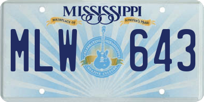MS license plate MLW643