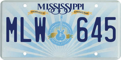 MS license plate MLW645