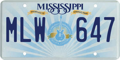 MS license plate MLW647