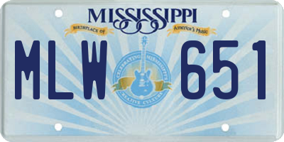 MS license plate MLW651