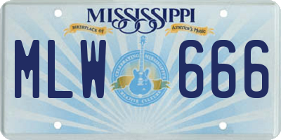MS license plate MLW666