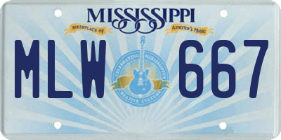 MS license plate MLW667