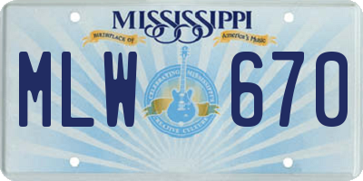 MS license plate MLW670