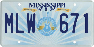 MS license plate MLW671