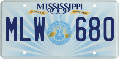 MS license plate MLW680