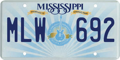 MS license plate MLW692