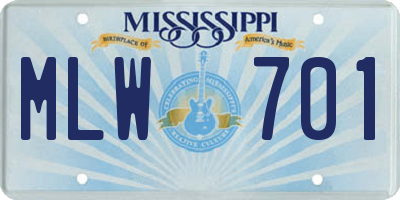MS license plate MLW701