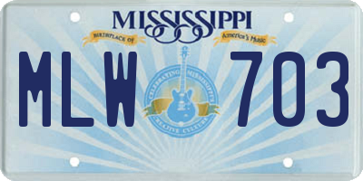 MS license plate MLW703