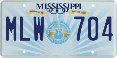 MS license plate MLW704