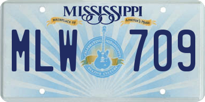 MS license plate MLW709